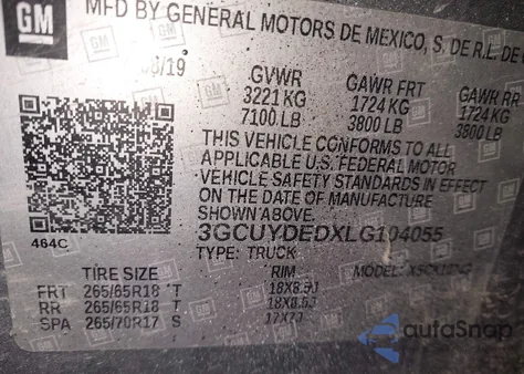 2020 Chevrolet Silverado 1500 4Wd Standard Bed Lt из США, поврежденный, VIN 3GCUYDEDXLG104055